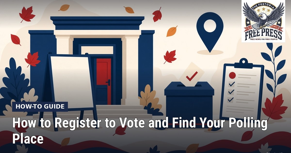 Fostoria News: Illustration, with headline: How to Register to Vote and Find Your Polling Place
